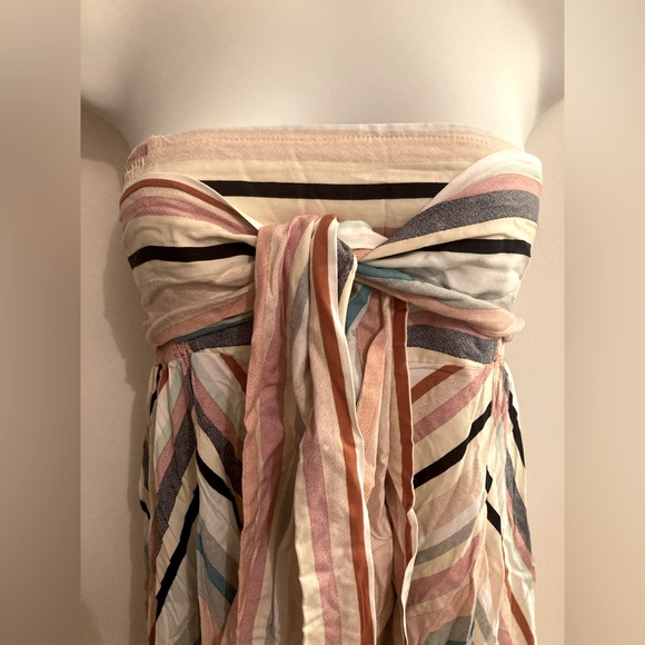 Umgee Striped Handkerchief-Hem Strapless Dress - Picture 3 of 6